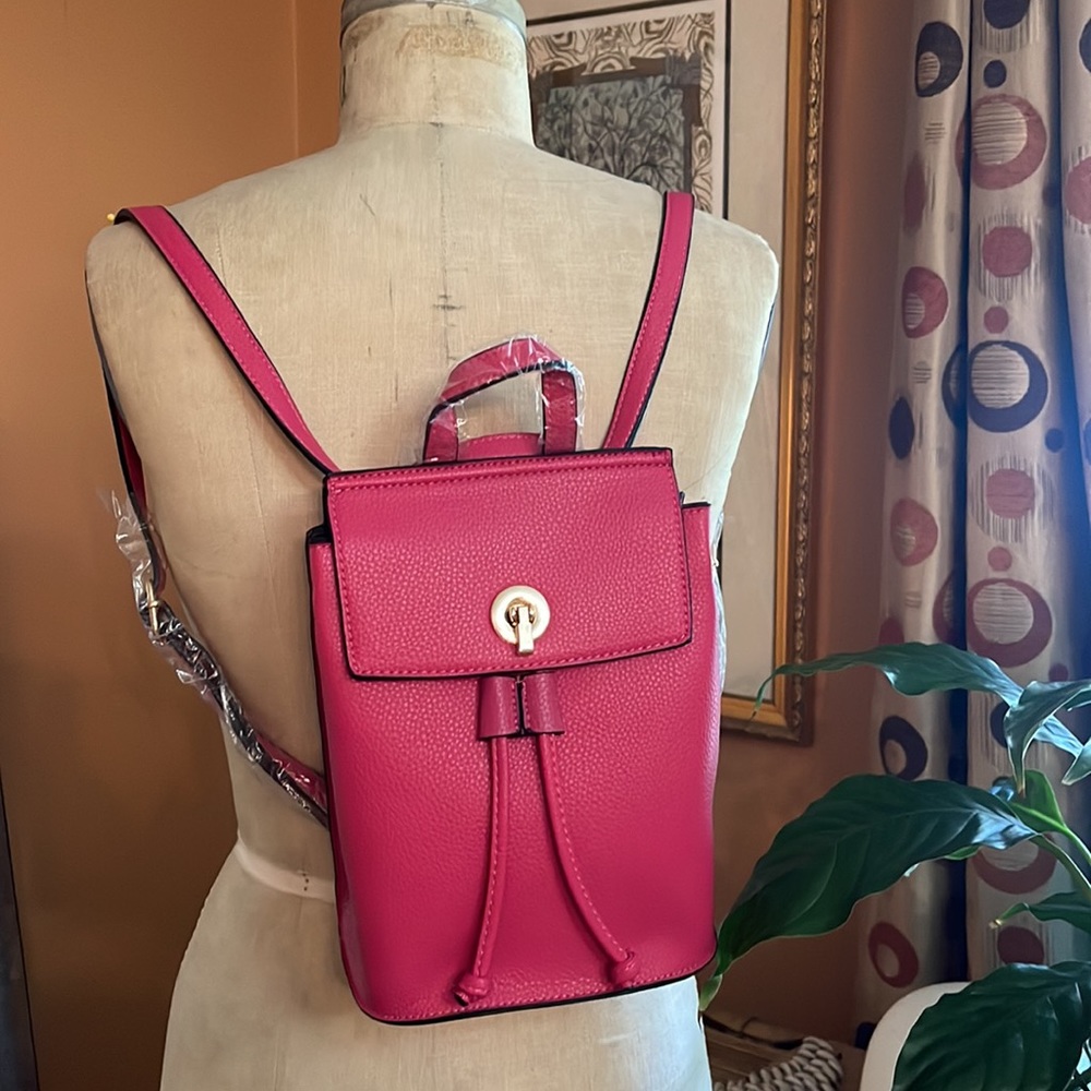 Hot Pink Mini Backpack / Crossbody Purse